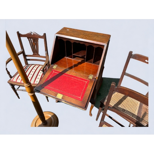 216 - A Collection of Victorian and later Furniture. To Include a gateleg Table, Hall chairs, A writing Bu... 