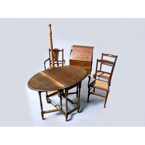 216 - A Collection of Victorian and later Furniture. To Include a gateleg Table, Hall chairs, A writing Bu... 