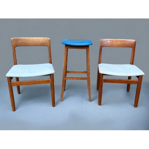 210 - A Pair of Mid Century Designed Chairs and a Similar Tall Stool