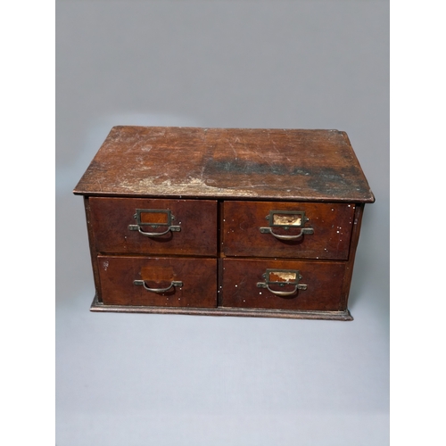 208 - 19thC Mahogany 4 drawer shop countertop haberdashery unit. original brass handles