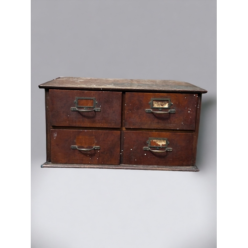 208 - 19thC Mahogany 4 drawer shop countertop haberdashery unit. original brass handles