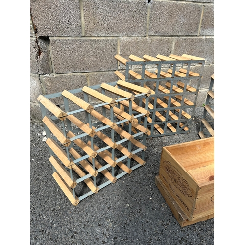 207 - 3 Vintage Wooden Wine racks and box