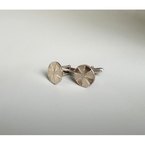 342 - Three sterling silver mens cufflinks.