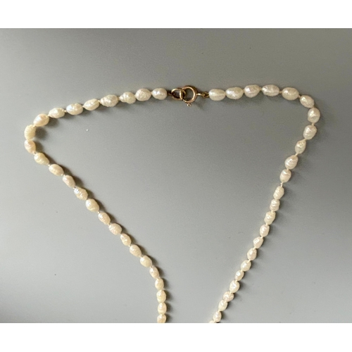 344 - A 9ct gold clasp Freshwater pearl necklace.