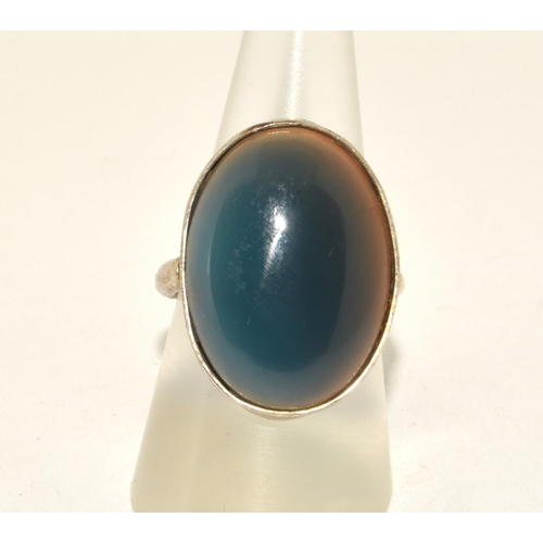 483 - 925 silver large single polished Agate stone ring size Q