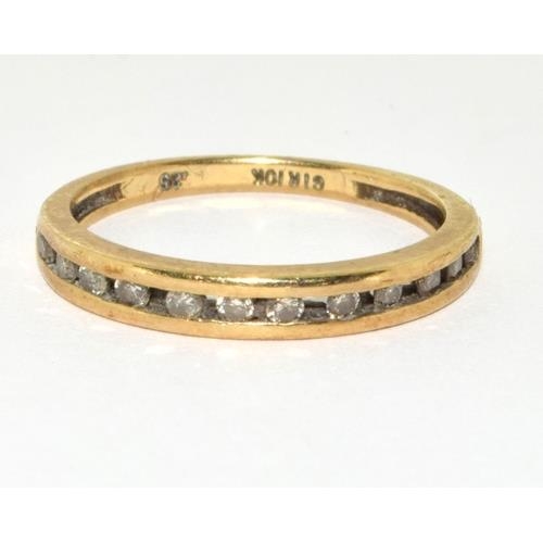 506 - 9ct gold ladies Diamond 1/2 eternity ring hall marked in ring as 0.25ct size N