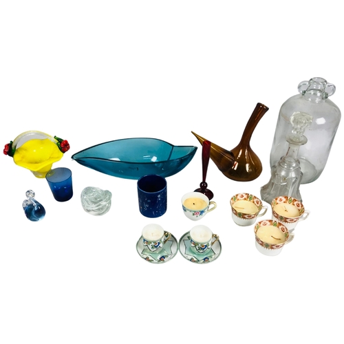 247 - Various items of vintage glass together with several porcelain cups reused for candles.