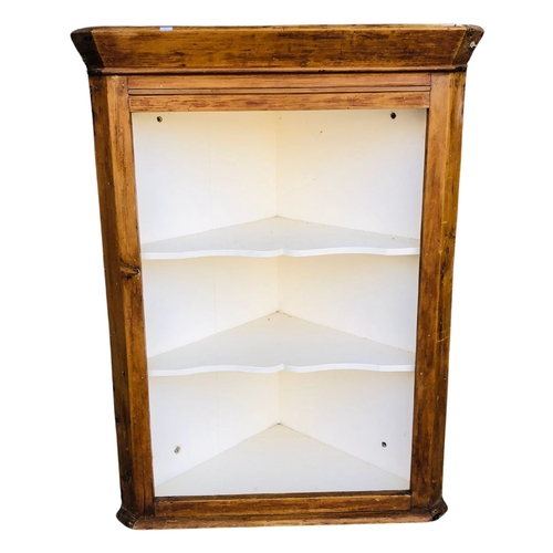 261 - Pine Corner Cabinet, having a white painted interior. No door.