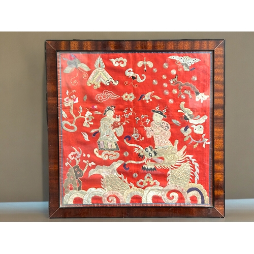 8 - Antique framed Chinese silk embroidery.Qing dynasty, 19th century.Provenance - Part of the Lord &... 