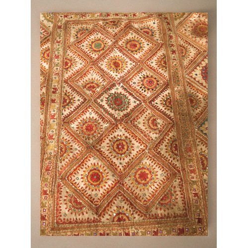 61 - Vintage Large Early 20th Century Northern Indian Throw/ Wall hanging.. 2m x 2.5m. Burnt Umber hues w... 