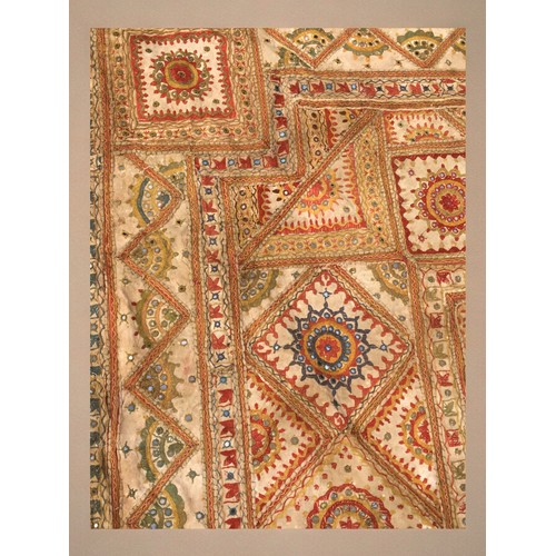 61 - Vintage Large Early 20th Century Northern Indian Throw/ Wall hanging.. 2m x 2.5m. Burnt Umber hues w... 