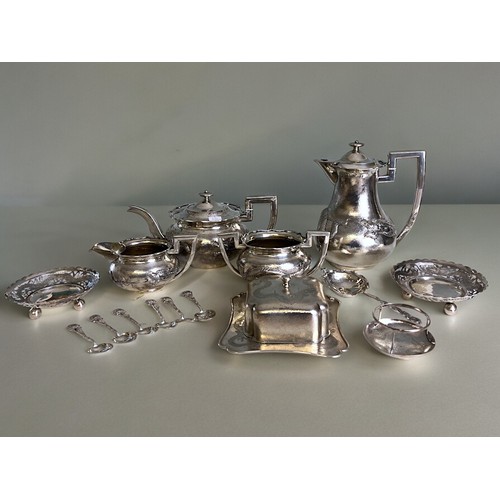 80A - A large Chinese export silver tea & coffee set and other silver wares. By Wing Nam Co, Hong Kong... 