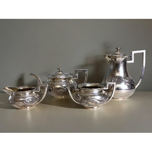 80A - A large Chinese export silver tea & coffee set and other silver wares. By Wing Nam Co, Hong Kong... 