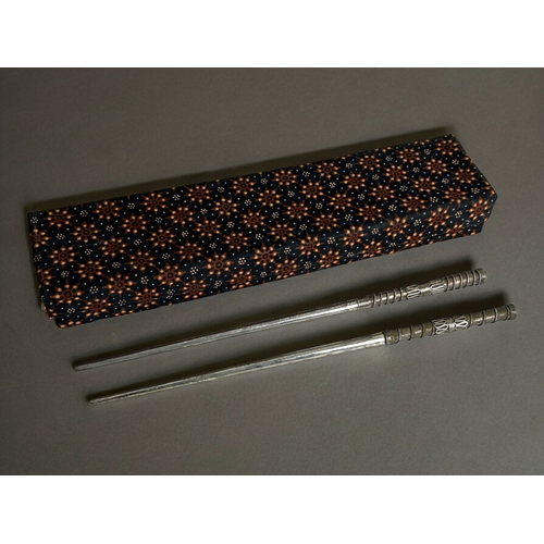 110A - A pair of boxed Chinese 925 silver Hair pins / sticks.