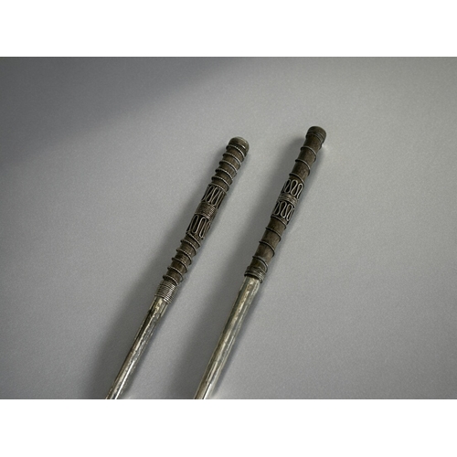 110A - A pair of boxed Chinese 925 silver Hair pins / sticks.