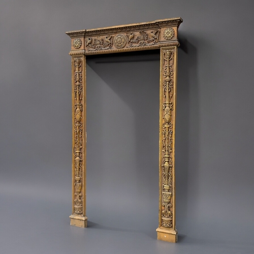 751 - A large Italian carved wood Door surround / frame. Intricately carved columns in a Neo classical des... 