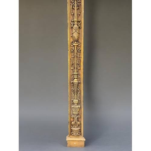 751 - A large Italian carved wood Door surround / frame. Intricately carved columns in a Neo classical des... 