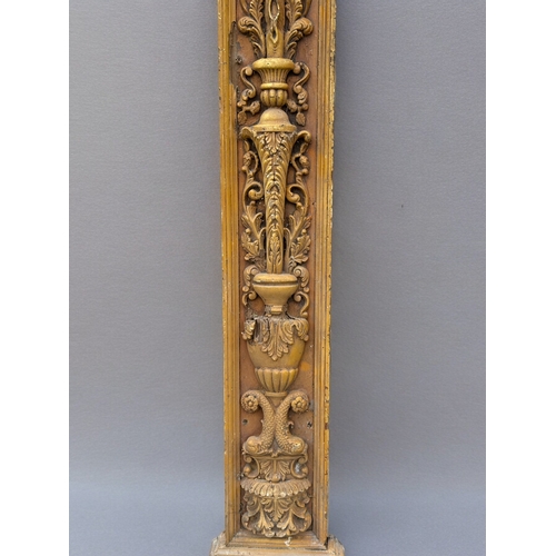 751 - A large Italian carved wood Door surround / frame. Intricately carved columns in a Neo classical des... 