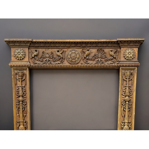 751 - A large Italian carved wood Door surround / frame. Intricately carved columns in a Neo classical des... 