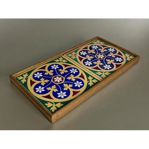 756 - Augustus Welby Northmore Pugin for Minton tiles.Pair of Stylised foliate hexafoil roundel design.In ... 