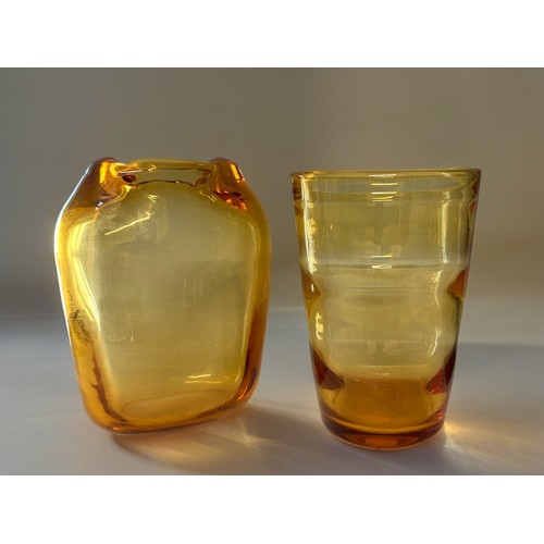 758 - Two Whitefriars glass vases.Includes Geoffrey Baxter for Whitefriars lobed vase, together witha Whit... 