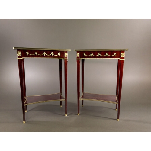 784 - A pair of Italian, French Empire style side tables.Single drawers, with gilt metal ornament.Height: ... 