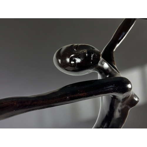 787 - A large Bronze abstract 'Dancer' sculpture.20th Century.Raised on stepped marble base.Height - 117cm... 