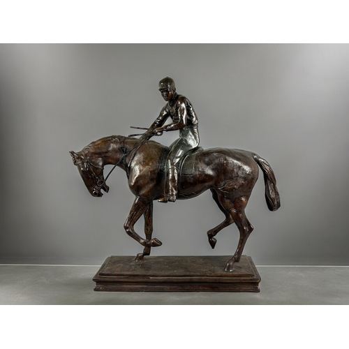 788 - A very large Bronze 'Horse & rider' sculpture.In the manner of Isidore Jules Bonheur, 