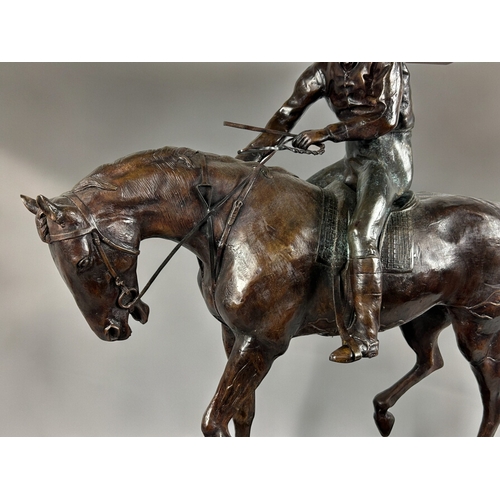 788 - A very large Bronze 'Horse & rider' sculpture.In the manner of Isidore Jules Bonheur, 