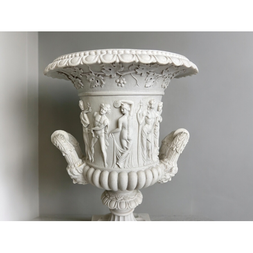 790 - A pair of Neo classical Medici campana urns.20th Century.Composite marble. Height - 34cm... 