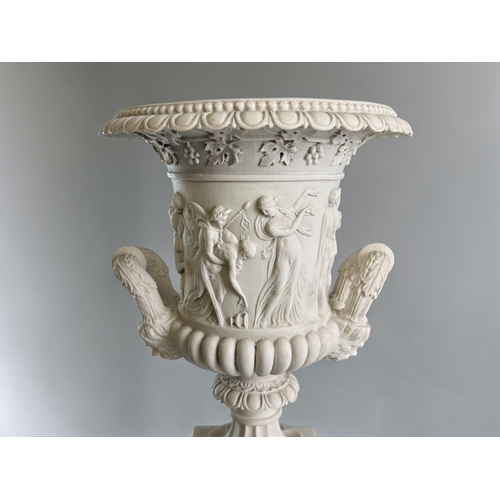 790 - A pair of Neo classical Medici campana urns.20th Century.Composite marble. Height - 34cm... 