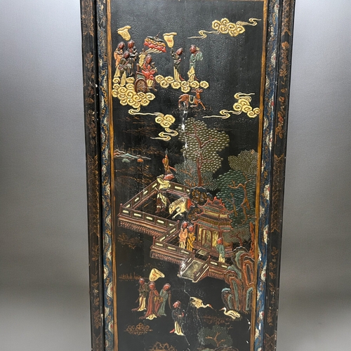 796 - A pair of Chinese lacquered panels.Qing dynasty, 18th-19th century. Dimensions. 99 x 46cm each