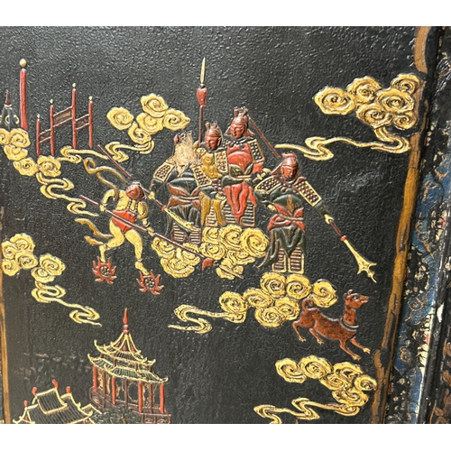 796 - A pair of Chinese lacquered panels.Qing dynasty, 18th-19th century. Dimensions. 99 x 46cm each