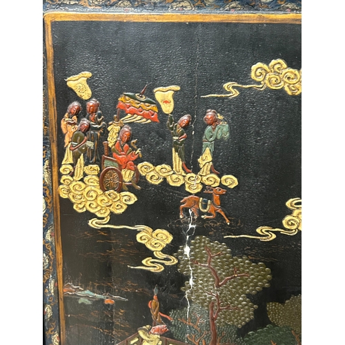 796 - A pair of Chinese lacquered panels.Qing dynasty, 18th-19th century. Dimensions. 99 x 46cm each