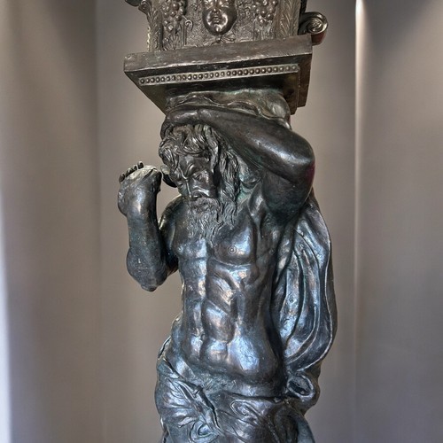 798 - A pair of very large Bronze Neo-classical 'Atlas' telamon statues. Standing at 8ft tall.Supporting s... 