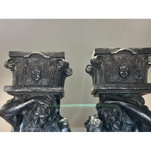 798 - A pair of very large Bronze Neo-classical 'Atlas' telamon statues. Standing at 8ft tall.Supporting s... 