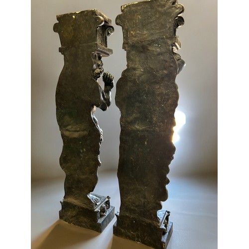 798 - A pair of very large Bronze Neo-classical 'Atlas' telamon statues. Standing at 8ft tall.Supporting s... 