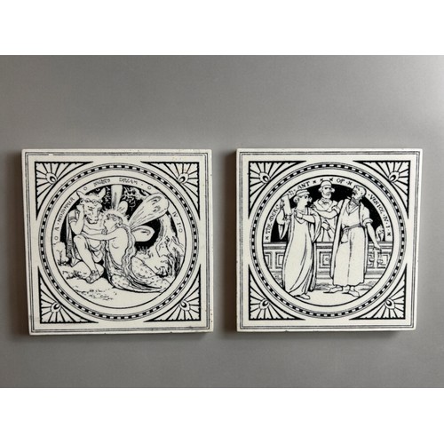 101 - A pair of J. Moyr Smith for Minton Tiles.Scenes from Shakespeare plays. 'A midsummer nights dream' a... 