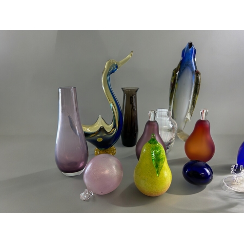 112 - A collection of vintage coloured Studio glass scent bottles and vases. Including Murano, Bristol and... 