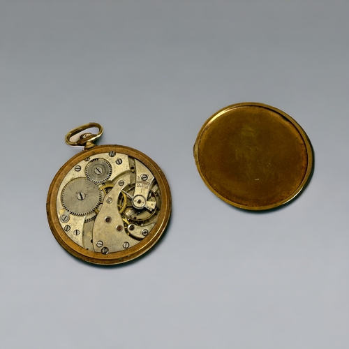 433 - A gold plate 1930's Tempo pocket watch.Geometric design to dial, with cub seconds dial.