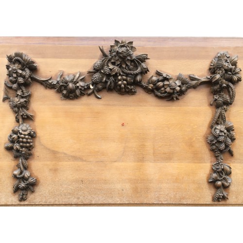 450 - Heavily Carved Oak Over Mantle Piece, in the style of Grinling Gibbons. Height 94.5cmWidth 145cm... 