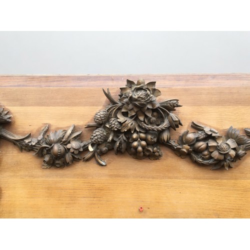 450 - Heavily Carved Oak Over Mantle Piece, in the style of Grinling Gibbons. Height 94.5cmWidth 145cm... 