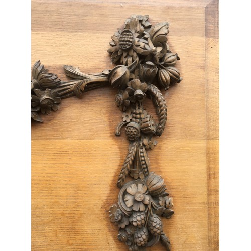 450 - Heavily Carved Oak Over Mantle Piece, in the style of Grinling Gibbons. Height 94.5cmWidth 145cm... 