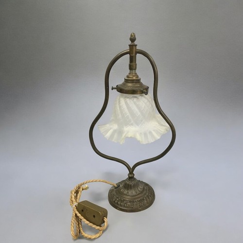 444 - Vintage Tiffany Style Lead Glazed Lamp (H43cm), together with a Vintage Brass Lamp (H36cm).