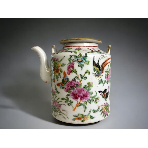 89 - A Chinese Famille Rose teapot.Qing dynasty, 19th century.Hand painted overglaze enamels.Height - 13c... 