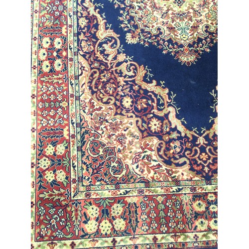 456 - 2 x Rugs -  Vintage Persian Style Hessian Backed Wool Rug with Dark Blue Ground L 232.5cm x W 140cm,... 