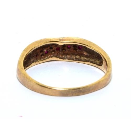 154 - 9ct gold ladies Ruby and Diamond twist ring 3g size R