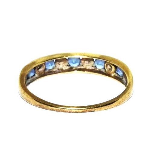 161 - 9ct gold Diamond and Tanzanite 1/2 eternity hall marked as Diamond in the ring  ring size O