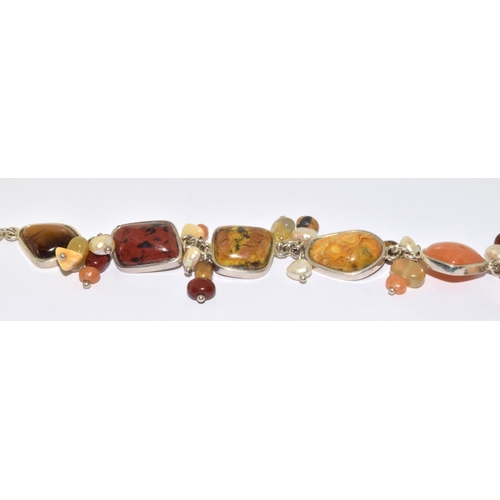 184 - 925 silver Baltic Amber and other bracelet