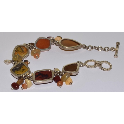 184 - 925 silver Baltic Amber and other bracelet